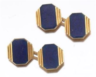 French Enamel Gold Cufflinks 