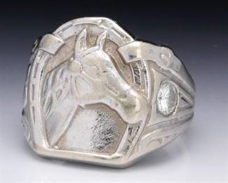 Gentlemans Gold and Diamond Equestrian Ring 