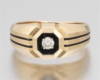 Gentlemans Gold and Diamond Ring 
