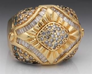 Gentlemans Gold and Two Tone Diamond Ring 