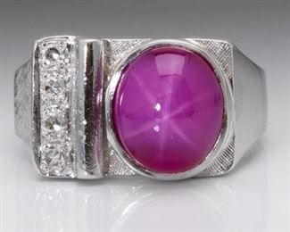 Gentlemans Gold, Linde Star Ruby and Diamond RIng 