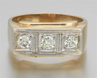 Gentlemens Gold and Diamond Ring 