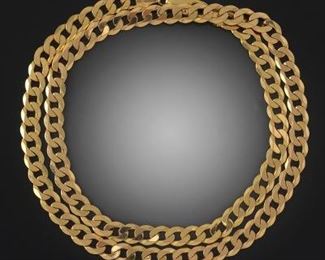 Gold Heavy Curb Link Necklace 