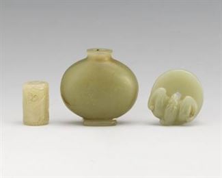 Group of Three Carved Jade Pieces 