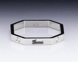GUCCI Gold and Diamond Octagonal Band 