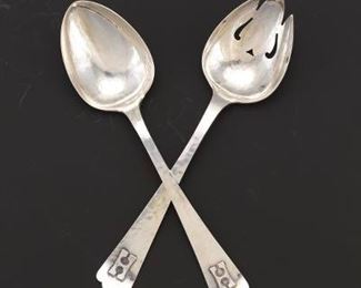 Handwrought Arts Crafts Sterling Salad Servers