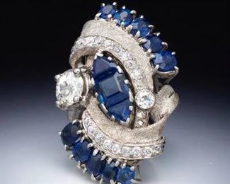 Impressive Retro 1.50 Diamond and Sapphire Ring 