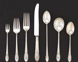 International Art Deco Sterling Silver Service, Trousseau Pattern, ca. 1930s