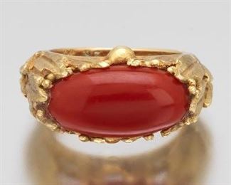 Italian Gold and Coral Ring 