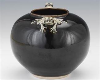 Jan Wax and Chris Bing Ceramic Double Frog Vase 