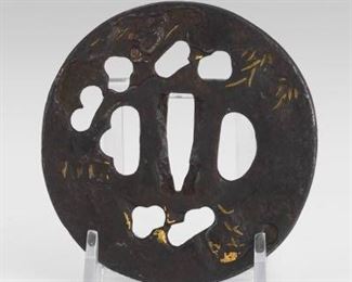 Japanese Antique Mixed Metals Samurai Sword Tsuba 