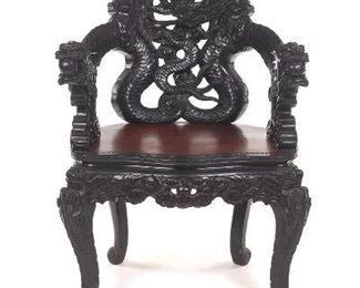 Japanese Hardwood Dragon Chair