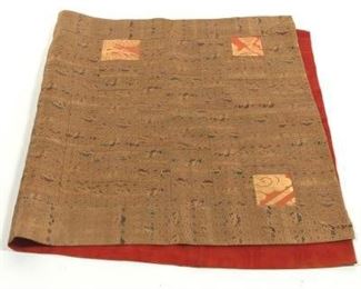 Japanese Rectangular Shape Silk Kesa with Peach Bloom Squares, Late Meiji Era