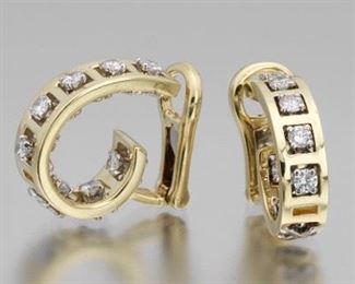 Jose Hess pair of Gold and Diamond InandOut Huggies 