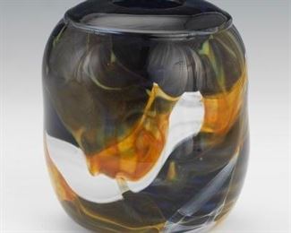 Kenneth Marine Riverside Studio Art Glass Vase 