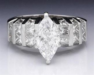 Ladies 1.33 Marquis Cut DVS1 Diamond Center Ring, GIA Report 