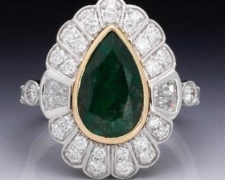 Ladies 2.70 Carat Emerald and Diamond Ring, GAL Report 