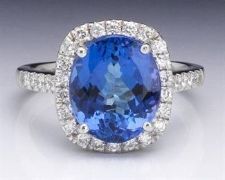 Ladies 5.44 Tanzanite and Diamond Ring, IAS Report 