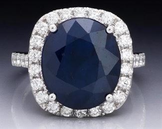 Ladies 10.02 Carat Sapphire and Diamond Ring, GAL Report 