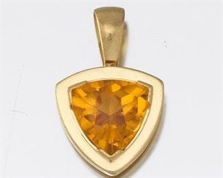 Ladies 18k Gold and Citrine Pendant 