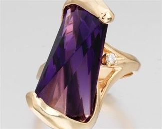 Ladies Artisan Cut Amethyst and Diamond 