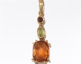 Ladies Citrine, Peridot and Pink Tourmaline Pendant 