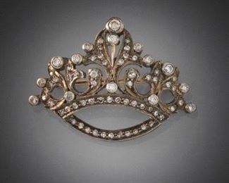 Ladies Diamond Crown Brooch 