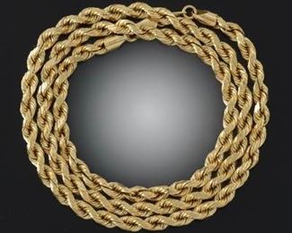 Ladies Diamond Cut Design Rope Necklace 