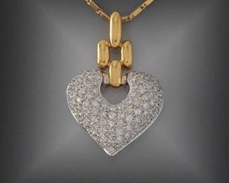 Ladies Diamond Heart Pendant on Chain 