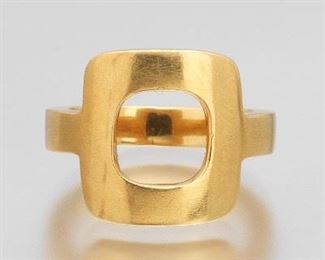 Ladies DINH VAN 18K Gold Modernist Ring, Stamped Cartier 