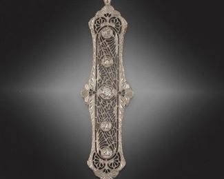 Ladies Edwardian Style Gold and Diamond Pendant on Chain 