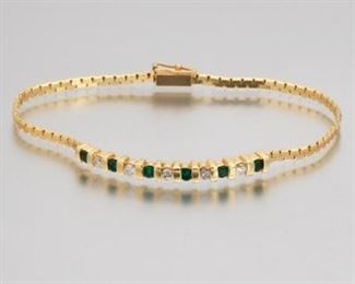 Ladies Emerald and Diamond Bracelet 