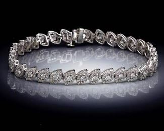 Ladies Gold and 5.28 ct Total Diamond Lozenge Design Bracelet 