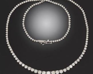 Ladies Gold and 9.84 Carat Diamond Riverie Necklace 