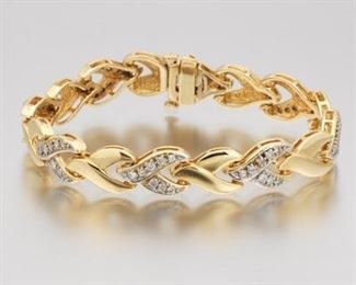 Ladies Gold and Diamond Wishbone Bracelet 