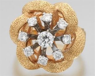 Ladies Gold and Diamond Cocktail Ring 