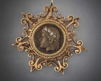 Ladies Gold and Diamond Brooch 