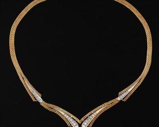 Ladies Gold and Diamond Collar Necklace 