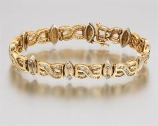 Ladies Gold and Diamond Infinity Design Bracelet 
