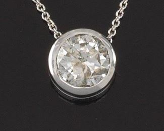 Ladies Gold and Diamond Solitaire Slider on Chain 