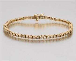 Ladies Gold and Diamond Tennis Bracelet 