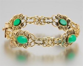 Ladies Gold and Jade Bracelet 