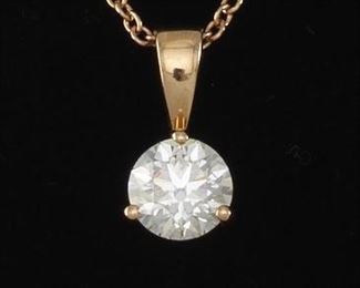 Ladies Gold and Solitaire Diamond Pendant on Chain 