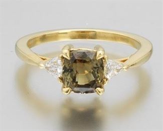 Ladies Gold, Alexandrite and Diamond Ring 