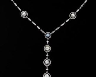 Ladies Gold, Diamond and Multi Color Spinels Necklace 