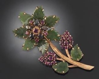 Ladies Gold, Jade, Ruby and Cats Eye Gemstones 