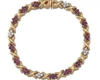 Ladies Gold, Ruby and Diamond Bracelet 