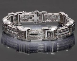 Ladies Hollywood Regency Style Gold and Diamond Bracelet 