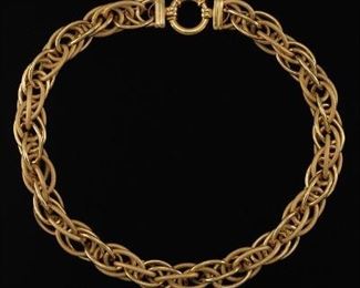Ladies Impressive Italian Gold Interwoven Fashion Necklace 
