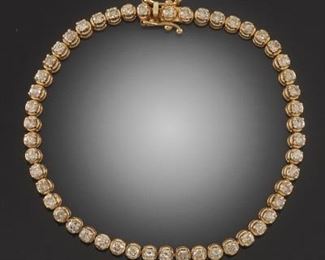 Ladies Italian Gold and Diamond Tennis Bracelet 
